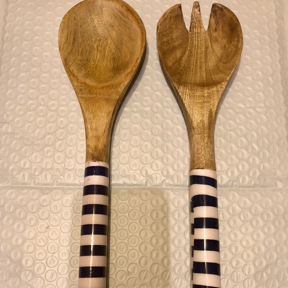 New Wood & Enamel 2 pc. Servers - Picture 1 of 4